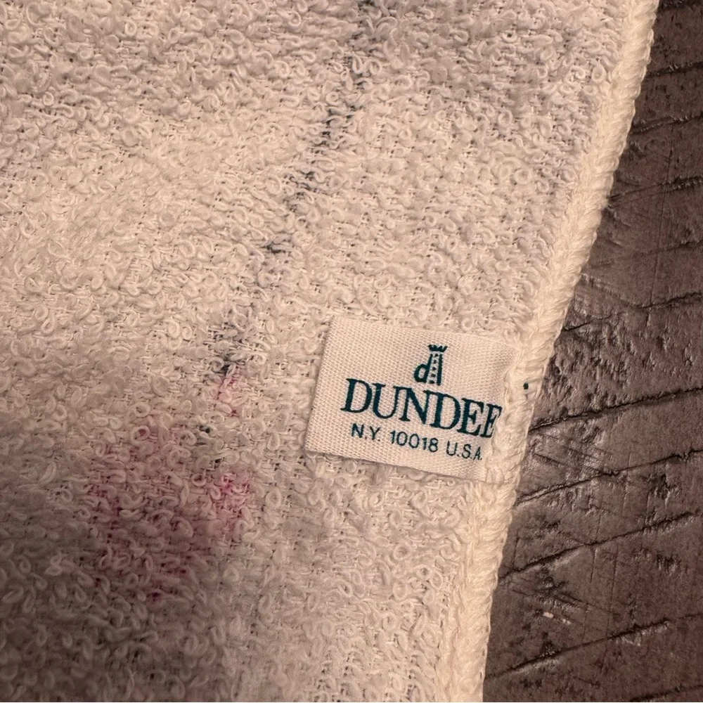 Dundee Vintage Bath Towel Wash Cloth Set White Pink Floral Bathroom Decor‎ New